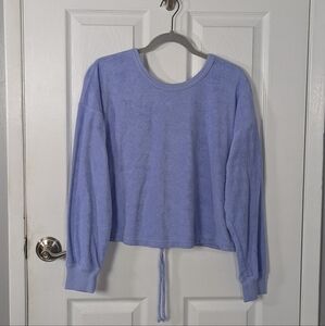 Aerie Terry Cloth‎ Adjustable Drawstring Back Cozy Periwinkle Sweatshirt Size S